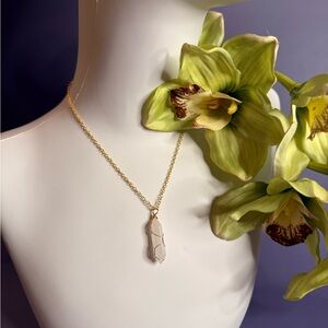 Gold-Tone Chain with Clear Quartz Pendant
